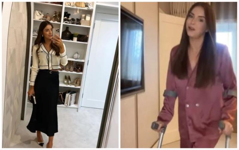 Irish influencer updates followers on freak accident as she appears on crutches