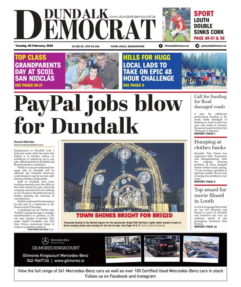 Latest Dundalk Democrat Issue: PayPal Jobs Impact, Flood Damage Funding Call and Award for Louth Film 
