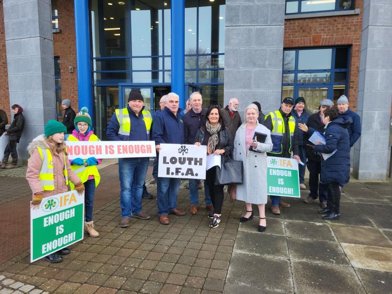 Louth IFA holds protest at county council buildings 