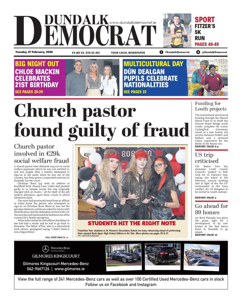 This week's Dundalk Democrat front page 