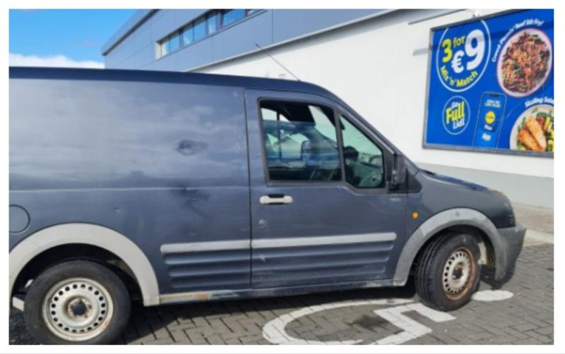 Gardaí seize van parked illegally in disabled space without tax or insurance