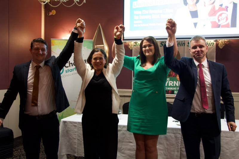 Sinn Féin president Mary Lou McDonald launches the party's three Louth candidates