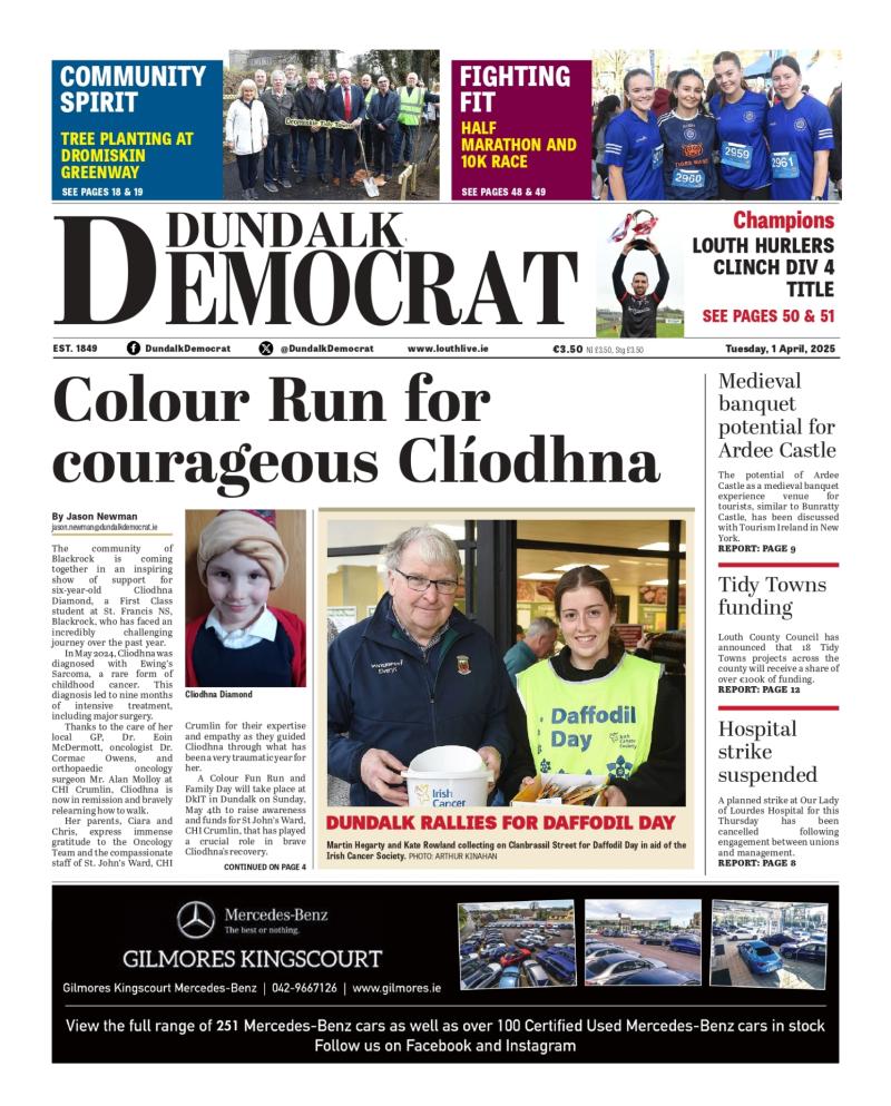 This week's Dundalk Democrat front page 