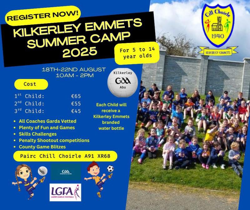 Kilkerley Emmets Summer Camp kicks off next month 