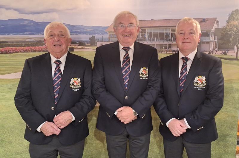 Pictured after the Gents AGM at Dundalk Golf Club are 2026 President Miche&aacute;l Byrne, Captain Michael O'Sullivan and Vice Captain Martin McDonnell. 