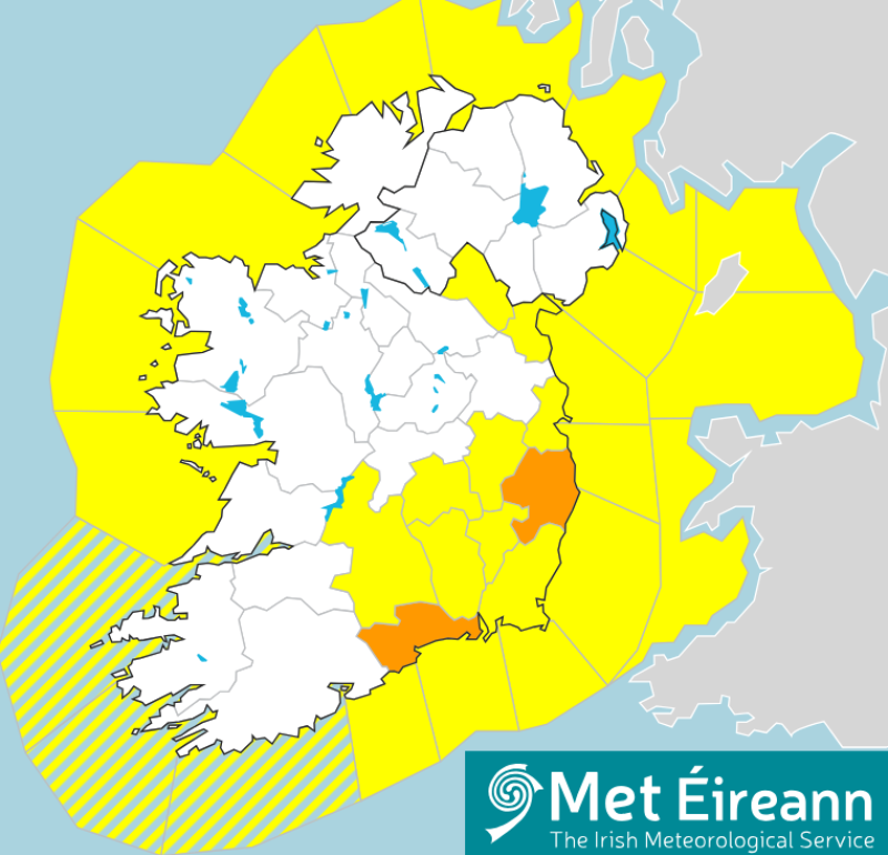 Met &Eacute;ireann issues status yellow rain warning for Louth