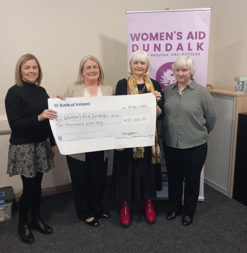 Women&rsquo;s Aid Dundalk presented with cheque from international event