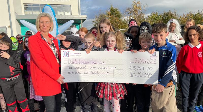 St Francis NS pupils had a sleepout to raise money for Dundalk Simon Community