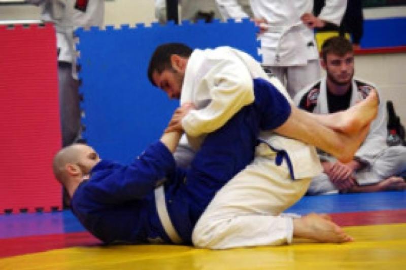 Brendan Reilly (on top) working a guard escape at the Team Torres BJJ in house competition