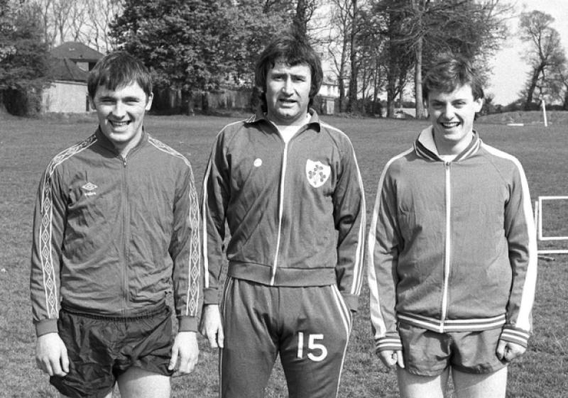 Willie Crawley Tommy McConville and  Barry Kehoe  in their day,s playing with Dundalk FC  in the Jim McLoughli area  Photo Arthur KInahan