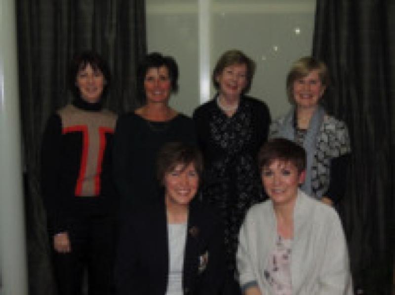 Pictured at Dundalk Ladies. Front row L-R: Lady Captain Brid Rocks with Sinead Hinney from sponsors New Faces. Back L-R: Anne McArdle, Gret Manning, Siobhan Wynne and Mary Connor