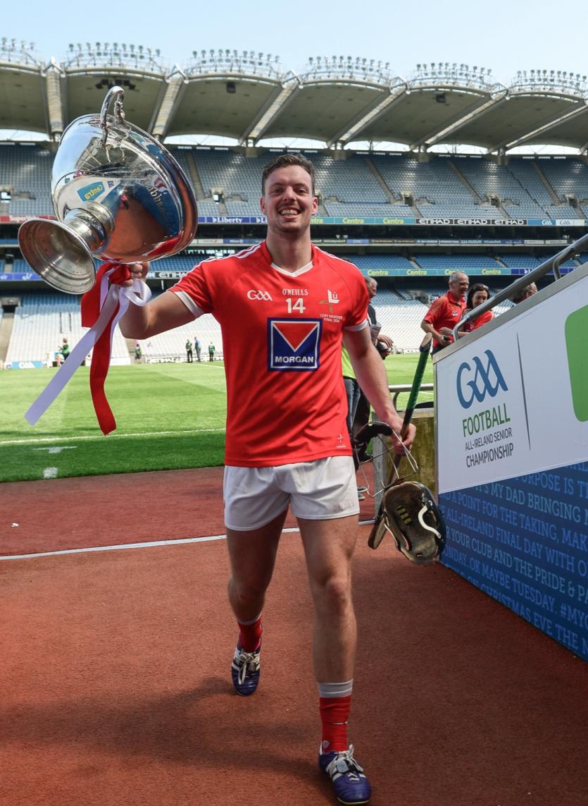 Liam Dwan celebrates Lory Meagher win